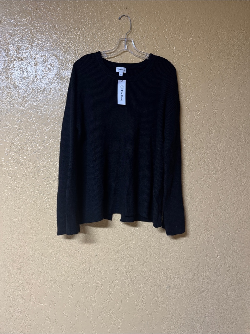The Drop Black Womens Waffle Knit Crewneck Sweater